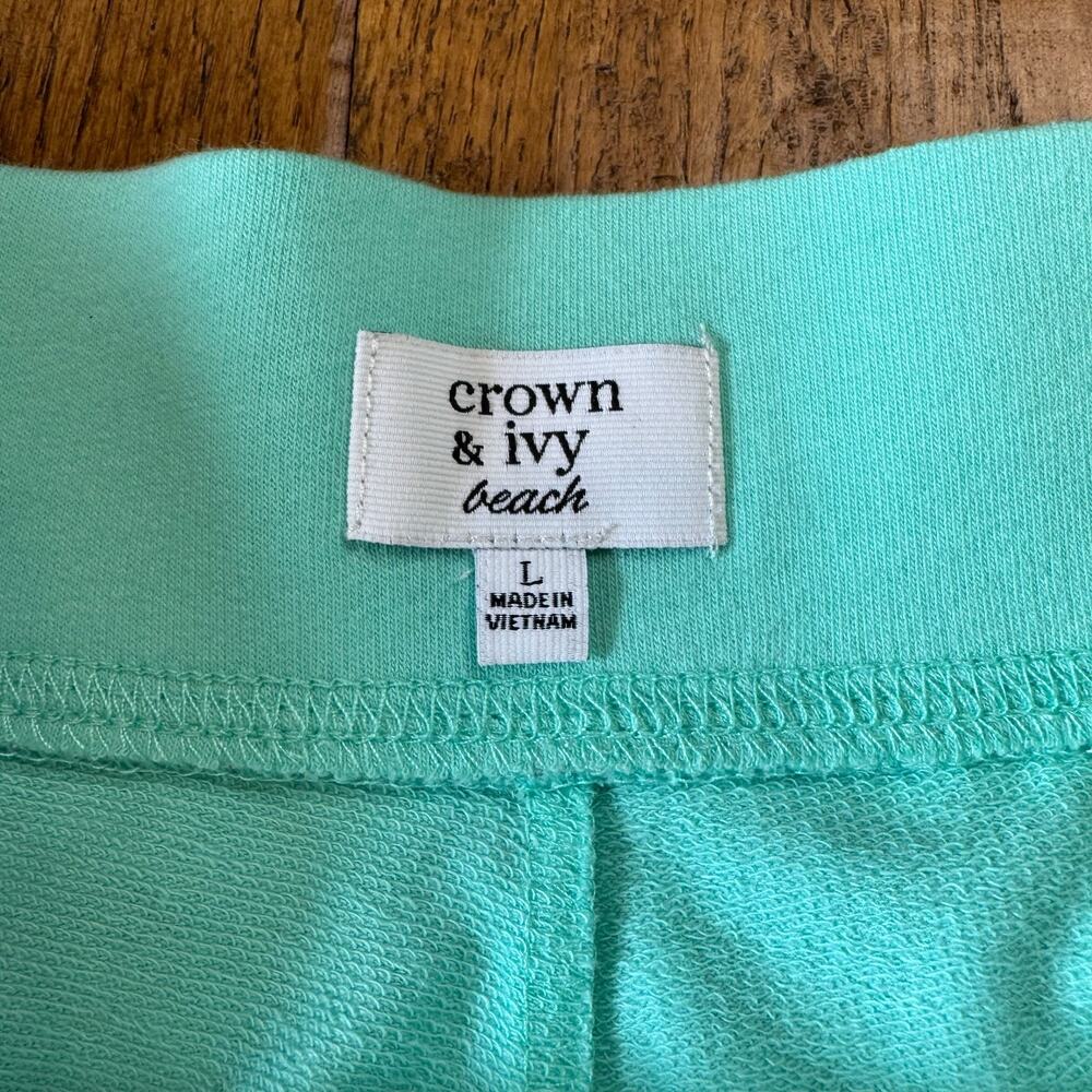 Crown & Ivy Beach Half Zip Shirt XL & Capri L Mint Pink Umbrella Active Wear Set - Picture 3 of 13